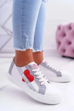Trampki Damskie Big Star Białe z Sercem EE274257