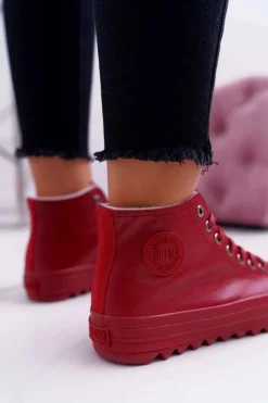 Trampki Damskie Big Star Wysokie Ocieplane Czerwone EE274112