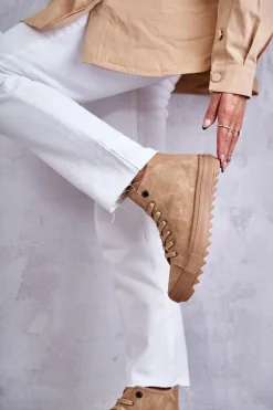 Trampki Damskie Big Star Wysokie Ocieplane Camel GG274072