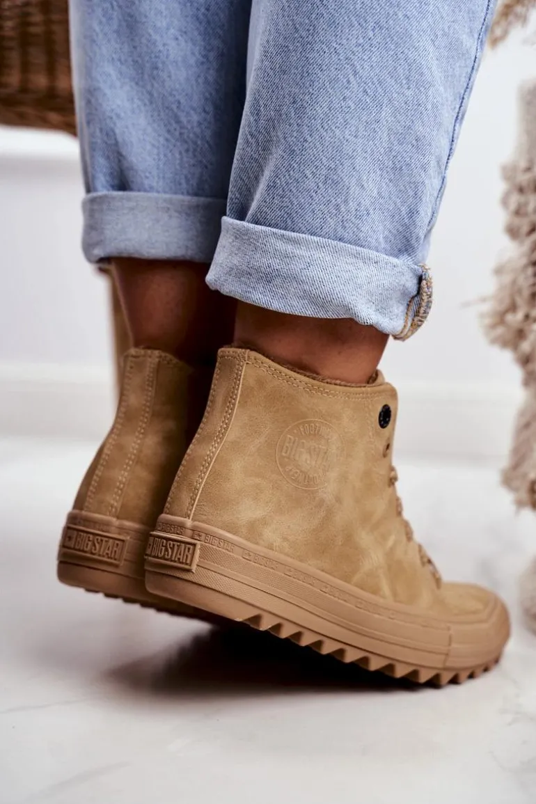 Trampki Damskie Big Star Wysokie Ocieplane Camel GG274072