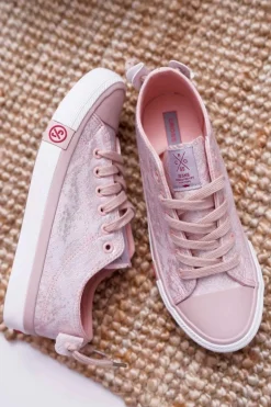 Trampki Damskie Cross Jeans Różowe DD2R4058