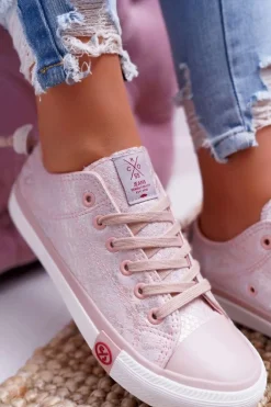 Trampki Damskie Cross Jeans Różowe DD2R4058