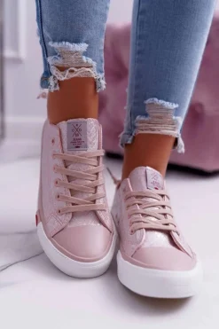 Trampki Damskie Cross Jeans Różowe DD2R4058