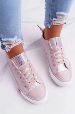 Trampki Damskie Cross Jeans Różowe DD2R4058