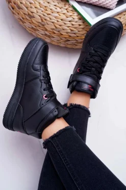 Trampki Damskie Cross Jeans Wysokie Czarne EE2R4147C