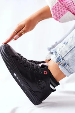 Trampki Damskie Cross Jeans Wysokie Czarne II2R4021