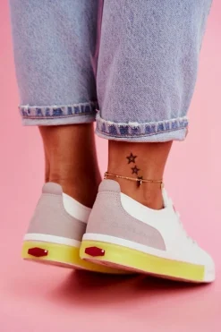 Trampki Damskie Cross Jeans Biało Żółte FF2R4042C