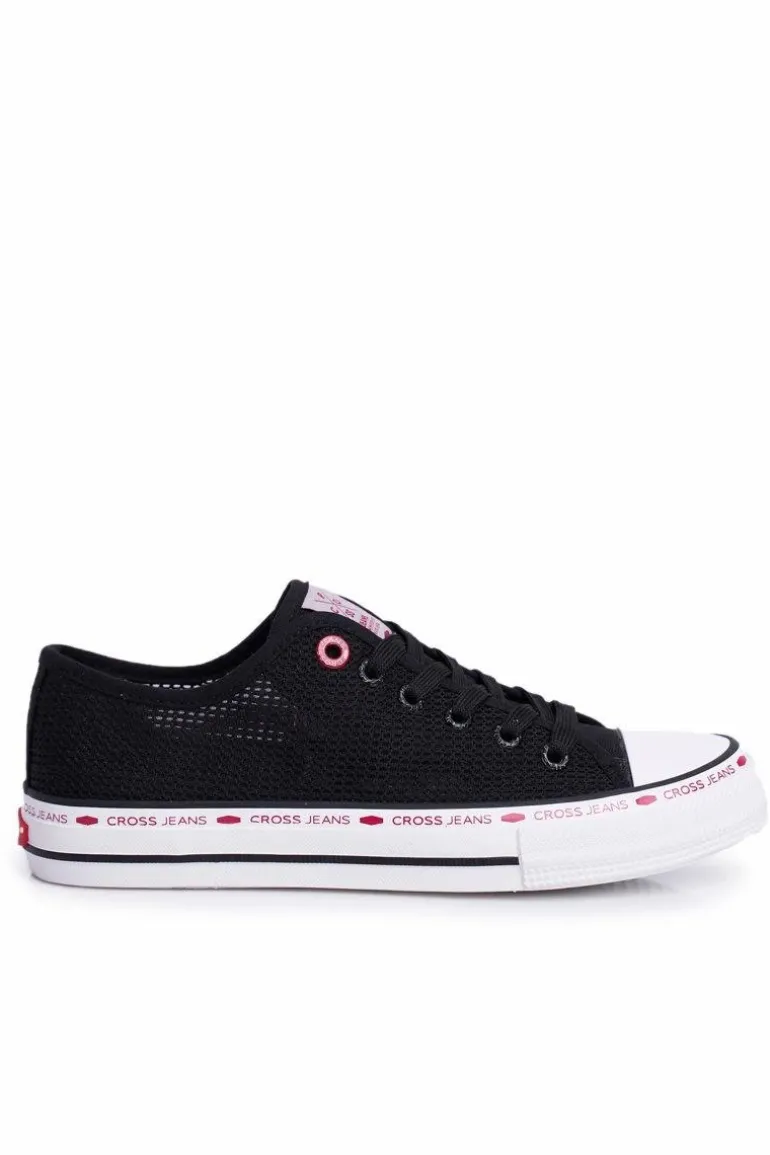 Trampki Damskie Cross Jeans Czarne Siateczka FF2R4015C