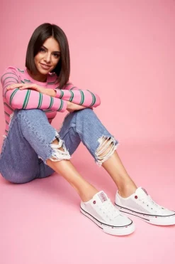 Trampki Damskie Cross Jeans Białe Siateczka FF2R4016C