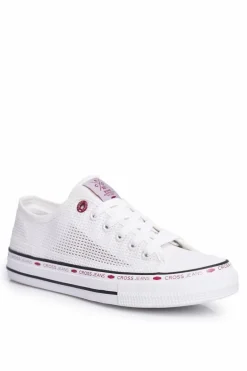 Trampki Damskie Cross Jeans Białe Siateczka FF2R4016C