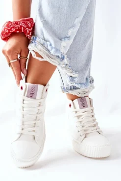 Trampki Damskie Cross Jeans Wysokie Białe II2R4022