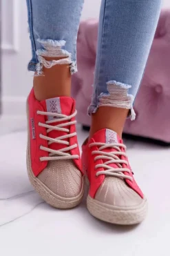 Trampki Damskie Cross Jeans Różowe DD2R4096