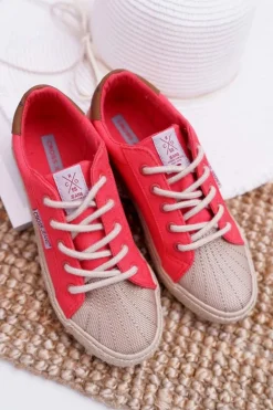 Trampki Damskie Cross Jeans Różowe DD2R4096