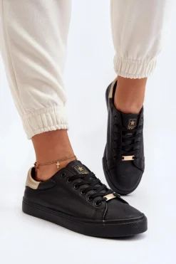 Trampki Damskie Eko Skóra Czarne Tiraelle