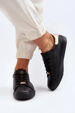 Trampki Damskie Eko Skóra Czarne Tiraelle