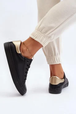 Trampki Damskie Eko Skóra Czarne Tiraelle