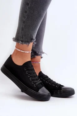 Trampki Damskie Klasyczne Niskie Czarne Caelira