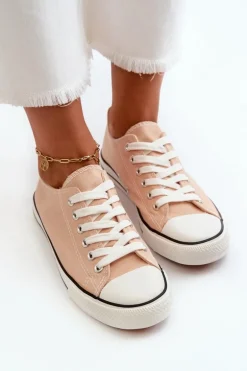 Trampki Damskie Klasyczne Niskie Różowe Caelira