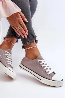 Trampki Damskie Klasyczne Niskie Szare Caelira