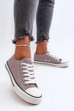 Trampki Damskie Klasyczne Niskie Szare Caelira