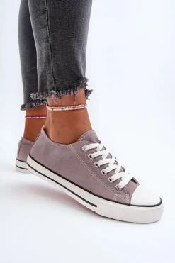 Trampki Damskie Klasyczne Niskie Szare Caelira