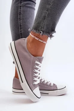 Trampki Damskie Klasyczne Niskie Szare Caelira