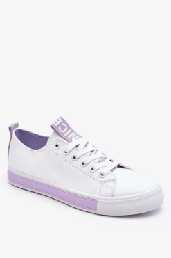 Trampki Damskie Klasyczne Biało-Fioletowe Ville