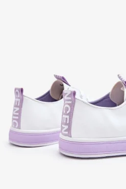 Trampki Damskie Klasyczne Biało-Fioletowe Ville