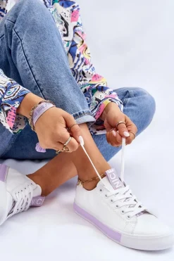 Trampki Damskie Klasyczne Biało-Fioletowe Ville