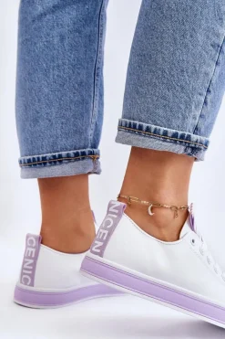 Trampki Damskie Klasyczne Biało-Fioletowe Ville
