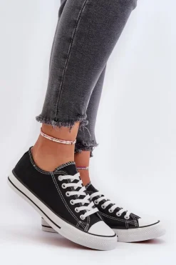 Trampki Damskie Klasyczne Niskie Czarne Caelira