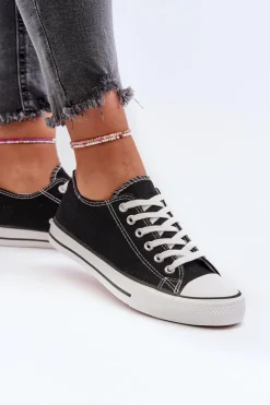 Trampki Damskie Klasyczne Niskie Czarne Caelira