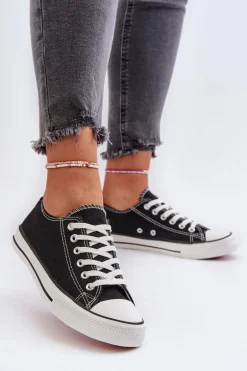 Trampki Damskie Klasyczne Niskie Czarne Caelira