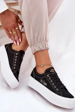 Trampki Damskie Materiałowe Na Platformie Lee Cooper LCW-25-31-3431L Czarne