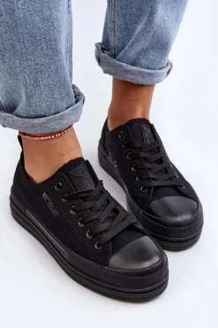 Trampki Damskie Materiałowe Czarne Staneva