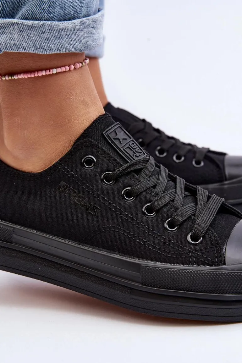 Trampki Damskie Materiałowe Czarne Staneva