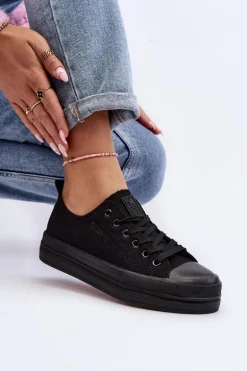 Trampki Damskie Materiałowe Czarne Staneva