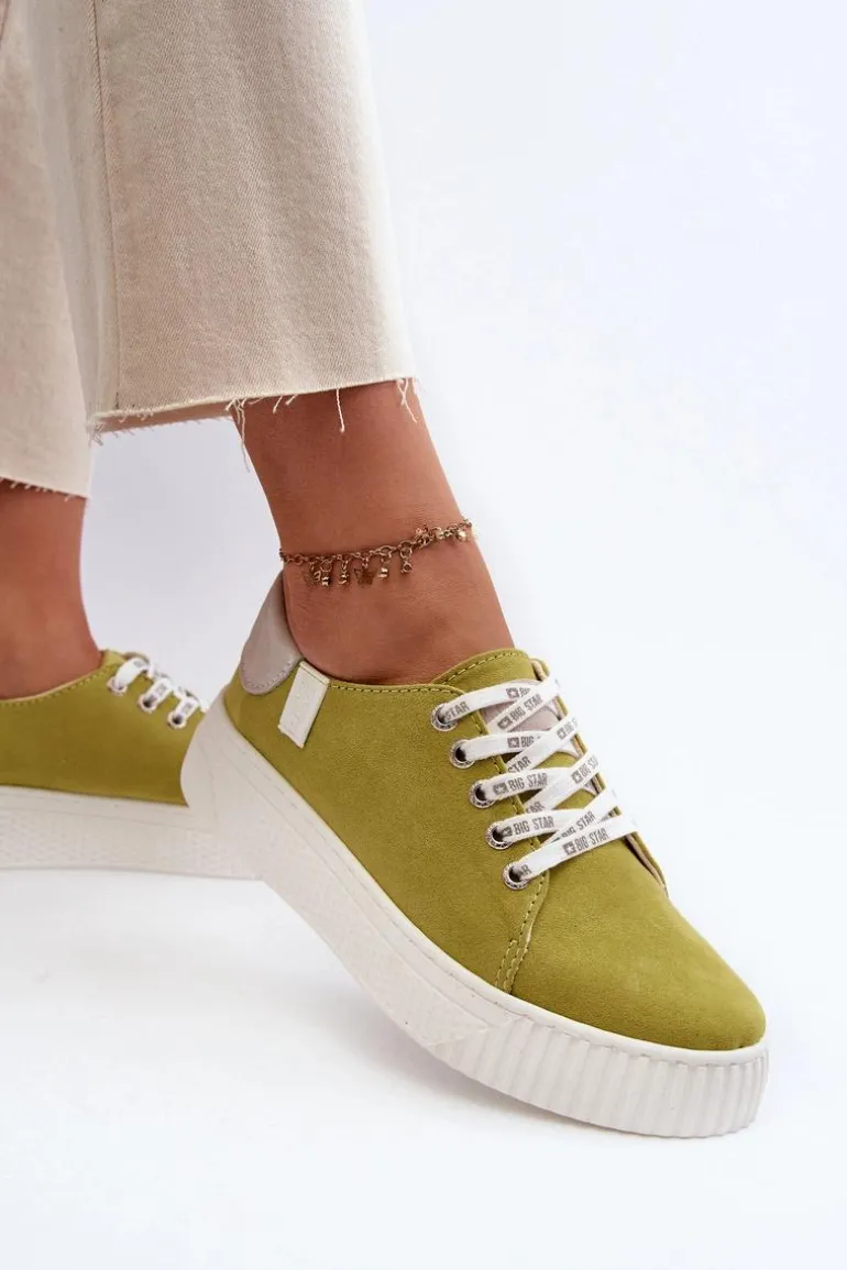 Trampki Damskie MEMORY FOAM SYSTEM BIG STAR NN276003 Limonkowe
