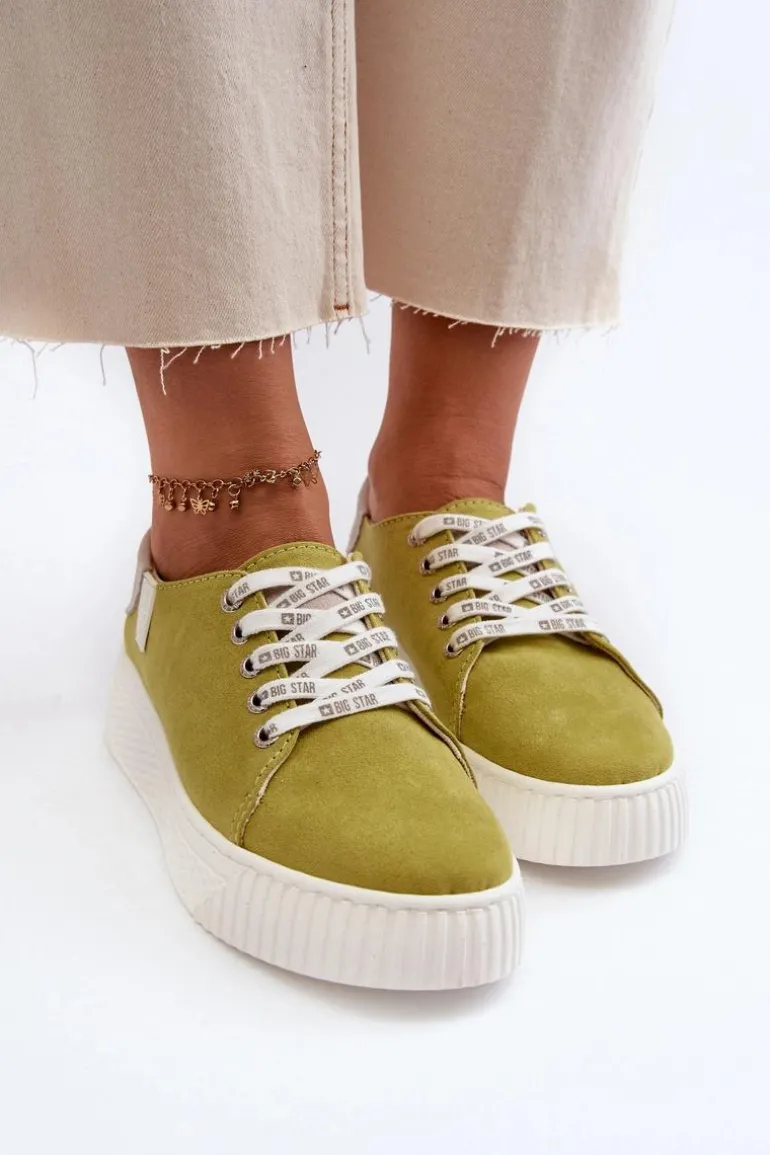 Trampki Damskie MEMORY FOAM SYSTEM BIG STAR NN276003 Limonkowe