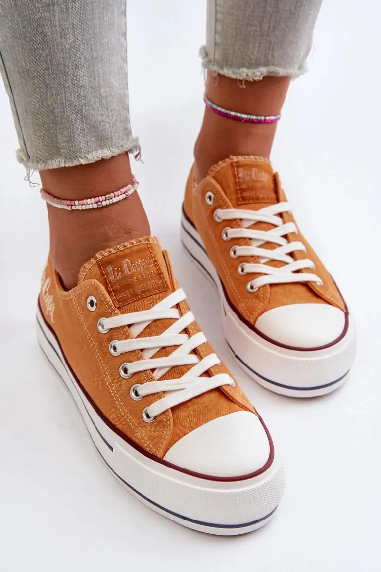 Trampki Damskie Na Grubej Podeszwie Lee Cooper LCW-24-31-2216 Pomarańczowe