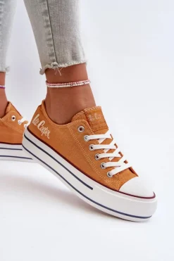 Trampki Damskie Na Grubej Podeszwie Lee Cooper LCW-24-31-2216 Pomarańczowe