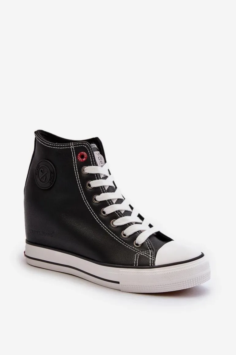 Trampki Damskie Na Koturnie Cross Jeans NN2R4005 Czarne