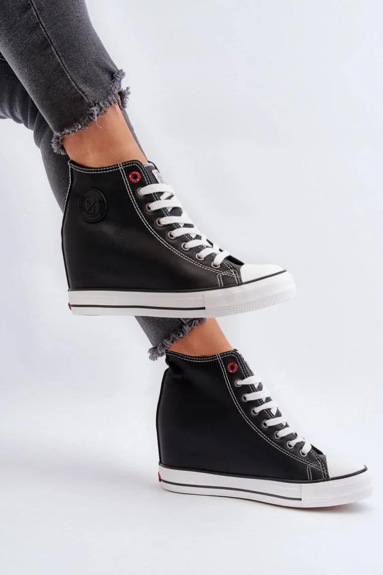 Trampki Damskie Na Koturnie Cross Jeans NN2R4005 Czarne