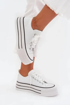 Trampki Damskie Na Masywnej Platformie Białe Marinae