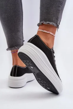 Trampki Damskie Na Masywnej Platformie Czarne Amyete