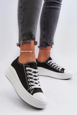 Trampki Damskie Na Masywnej Platformie Czarne Amyete