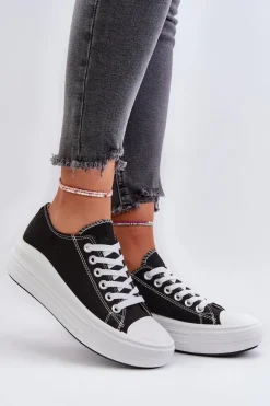 Trampki Damskie Na Masywnej Platformie Czarne Amyete