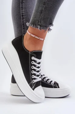 Trampki Damskie Na Masywnej Platformie Czarne Amyete