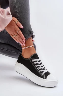 Trampki Damskie Na Masywnej Platformie Czarne Amyete