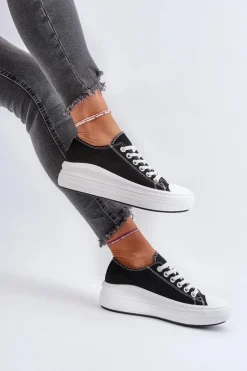 Trampki Damskie Na Masywnej Platformie Czarne Amyete